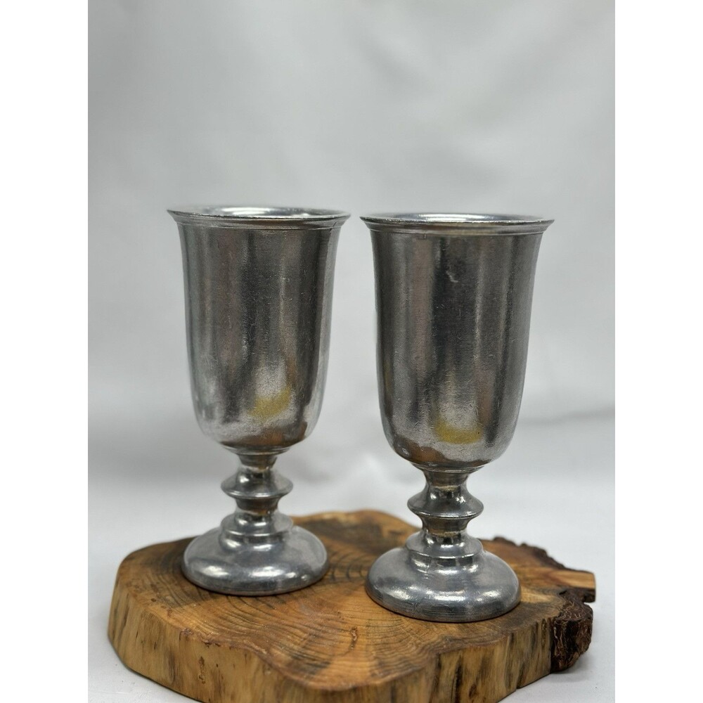Eales 1779 Italy Water Goblet Chalice Pair Pewter Wine